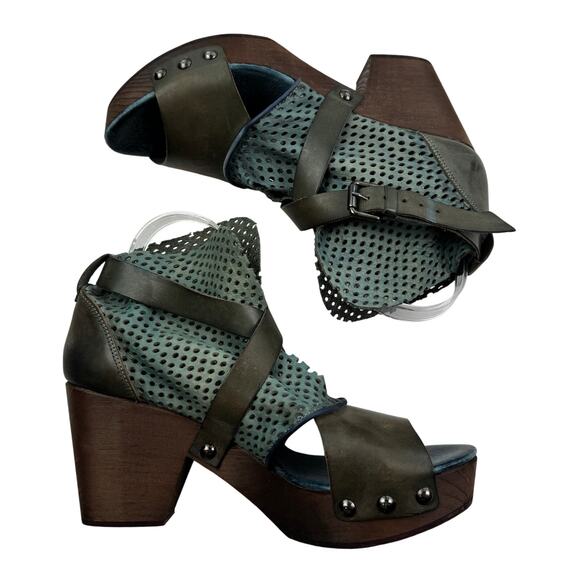 Free People Rendering Laser Cut Mesh Leather Boho Hippie Clog Women's Size 40/9 - Picture 6 of 11